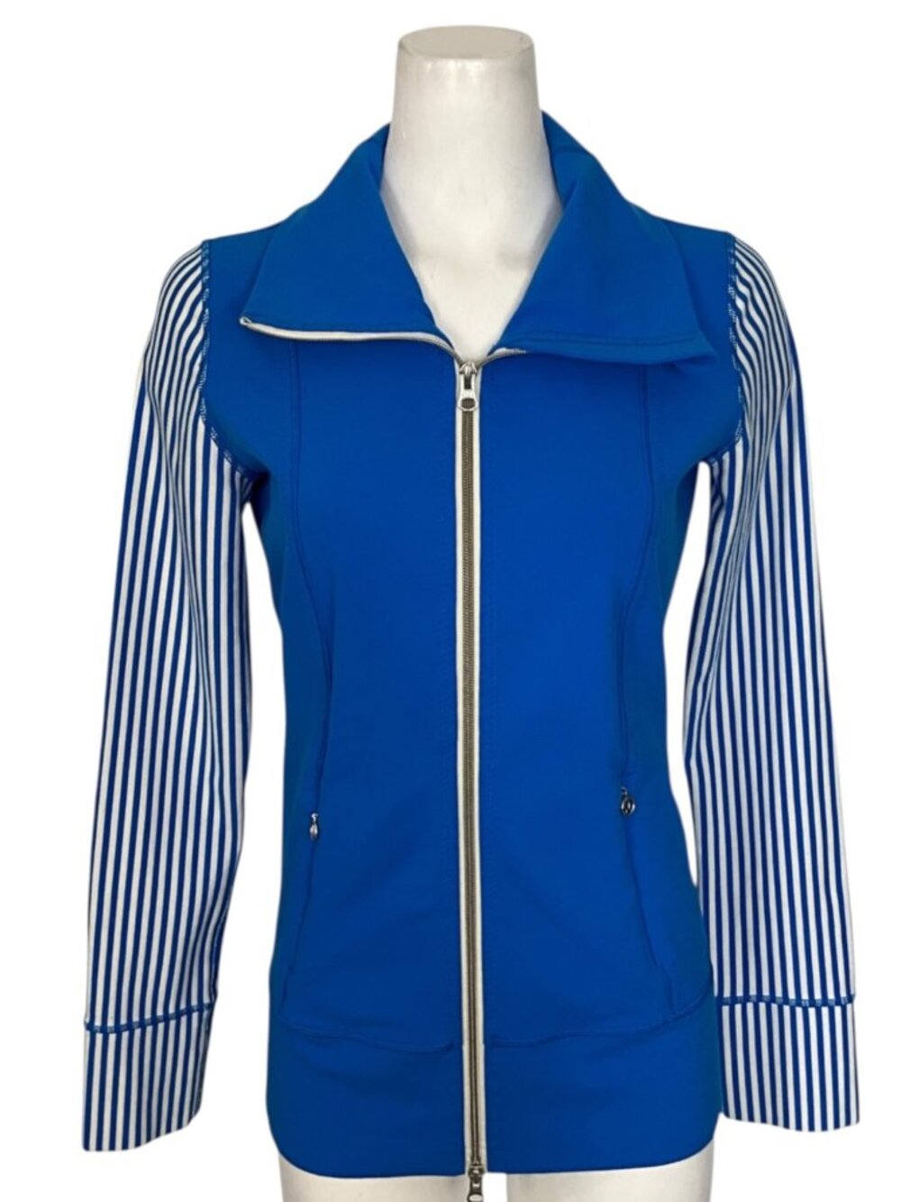 Lululemon Daily Yoga Jacket 6 Beaming Blue Stripe Long Sleeve